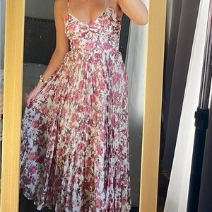 Francesca’s Floral Pink and White Maxi Dress